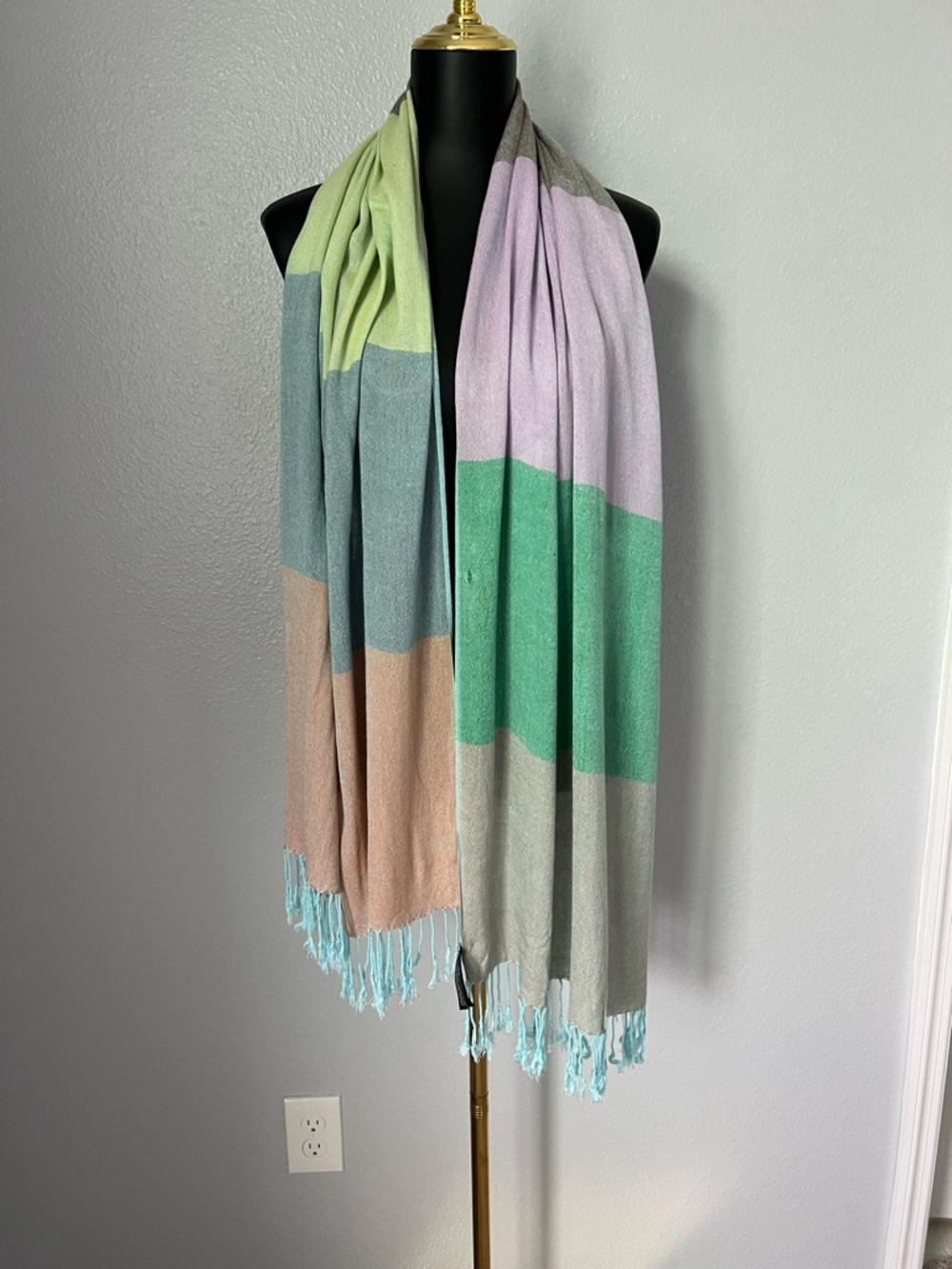 Forever 21 Pastel Colorblock Stripe Scarf - Green, Pink, Blue, Tan